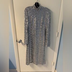 Rebecca Vallance Long Sleeve Sequin Midi Dress size AU 12/US 8